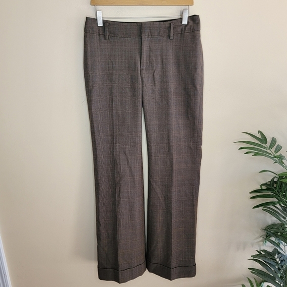 Banana Republic Factory | Ryan Fit Brown Plaid Cuffed Trousers Size 6 - Picture 6 of 6